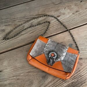 DANNIJO Orange and Silver Crossbody Bag
